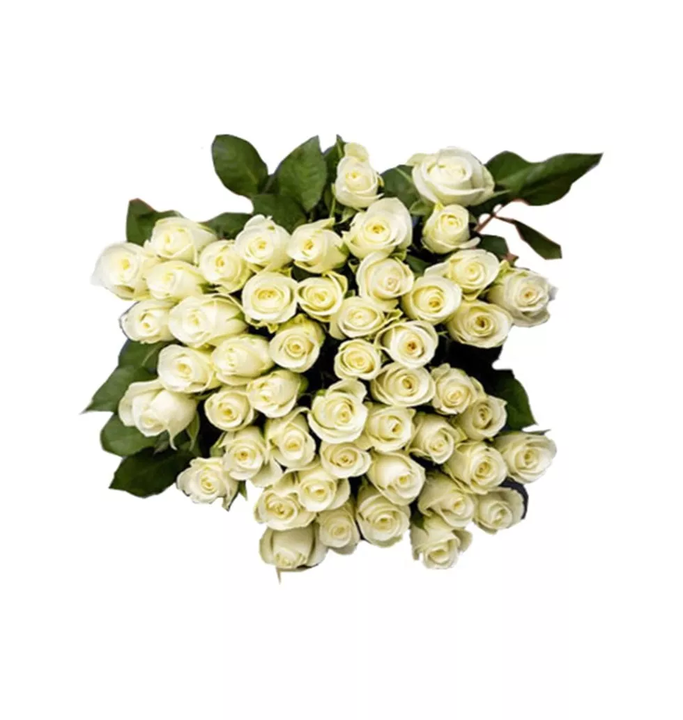 Heavenly 50 White Rose Delight Bouquet