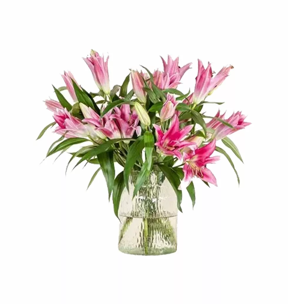 Pink Lily Vase Arrangement
