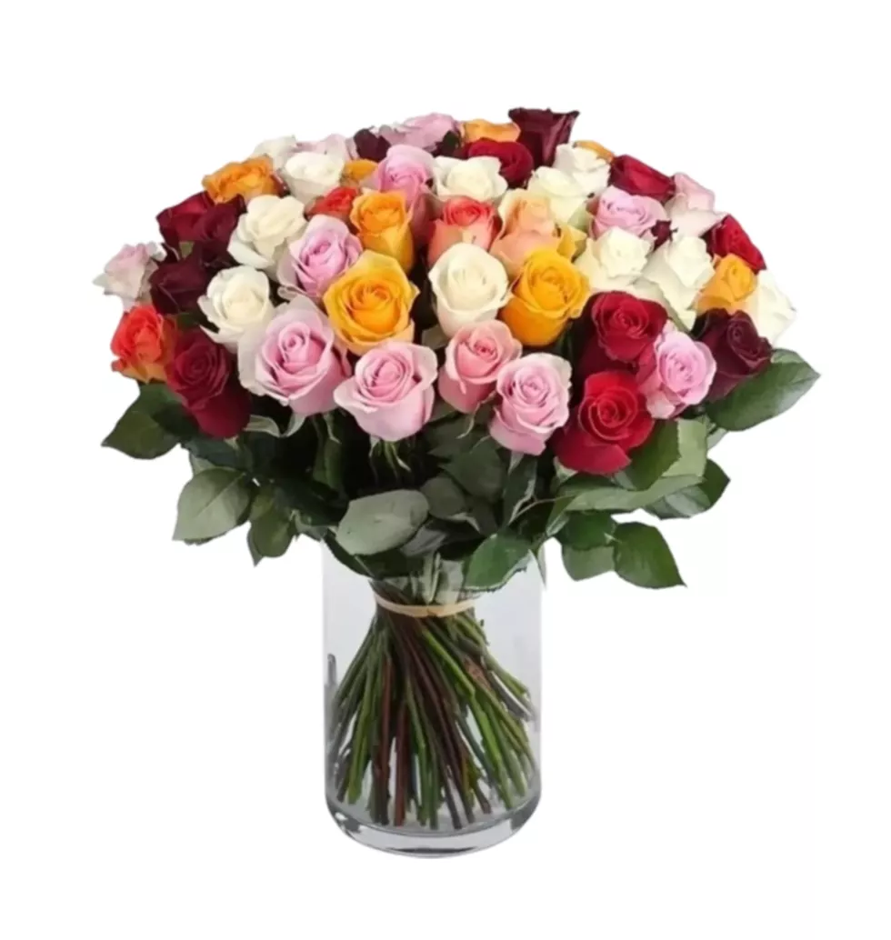 Joyful 100 Mixed Maxi Roses Bouquet