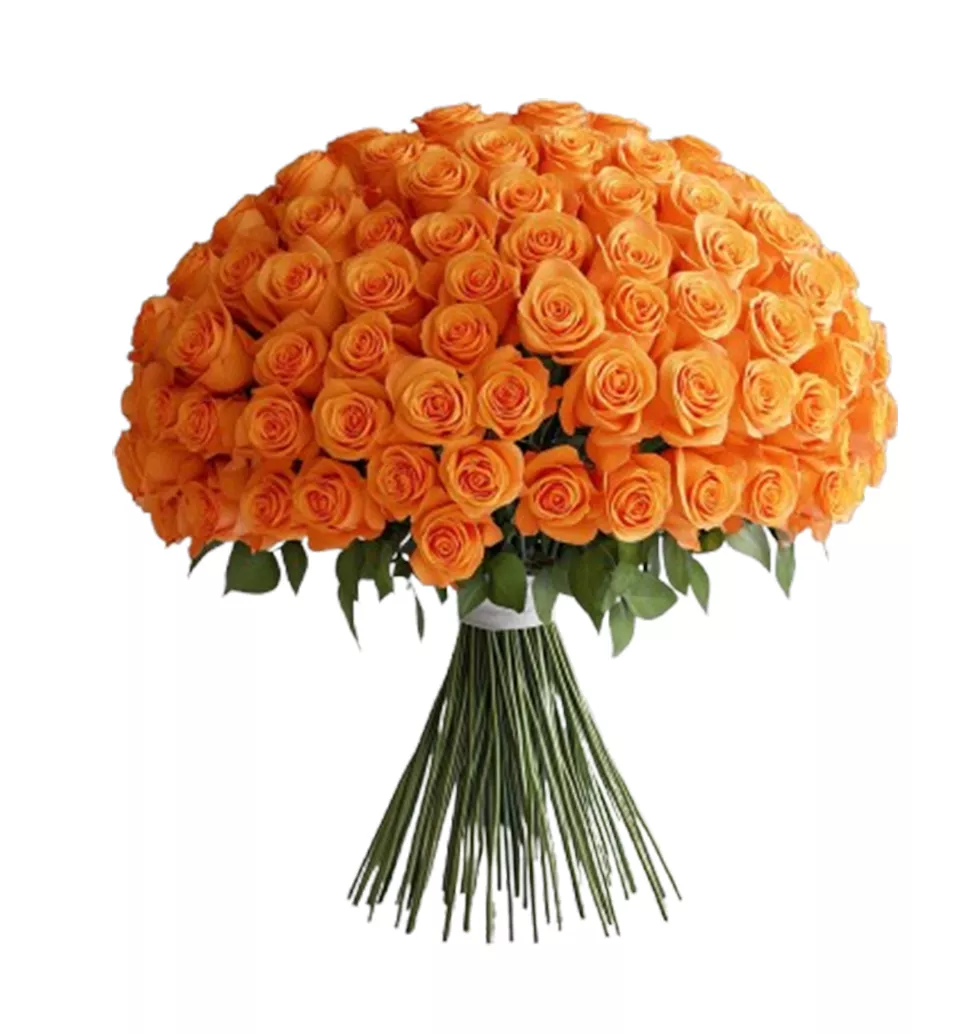 50 Fiery Orange Rose Bouquet